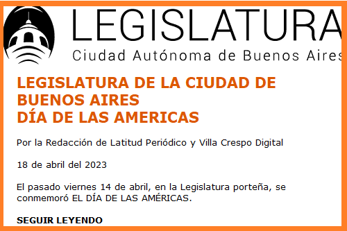LEGISLATURA DIA DE LAS AMERICAS
